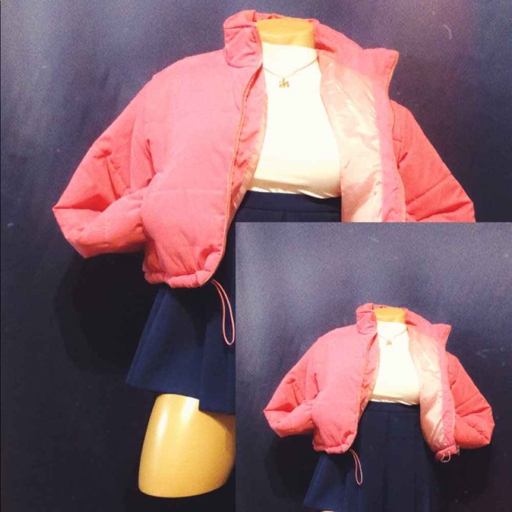 Super Cropped peach skin Puffer coat